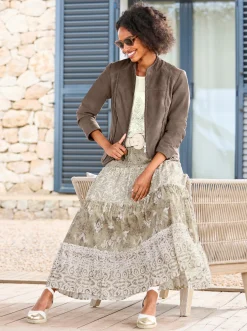 Ledershop|heine Lederjacke aus Ziegen-Veloursleder taupe