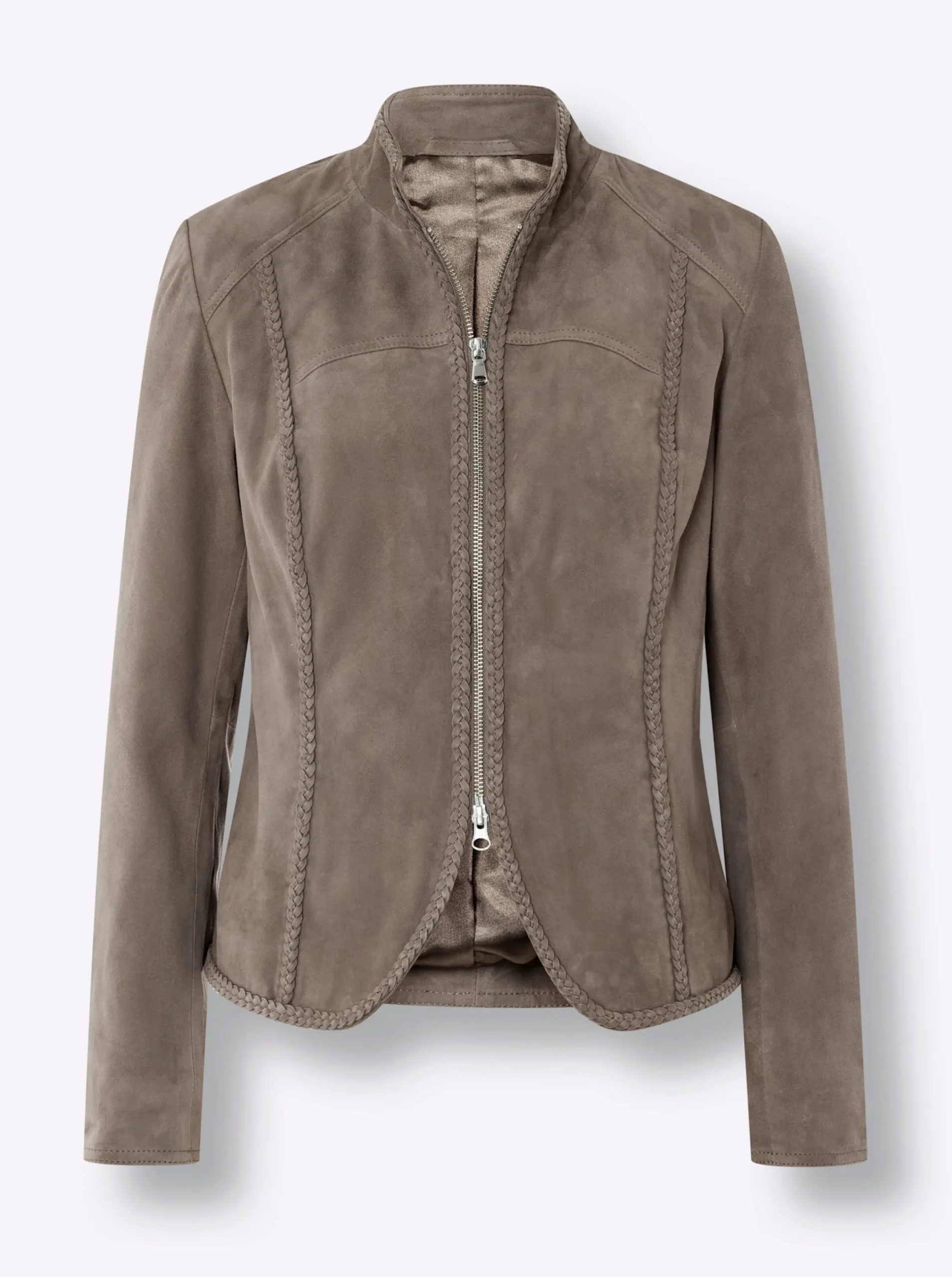 Ledershop|heine Lederjacke aus Ziegen-Veloursleder taupe