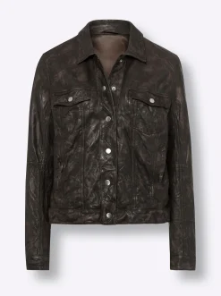 Jacken|heine Lederjacke in Crash-Optik taupe