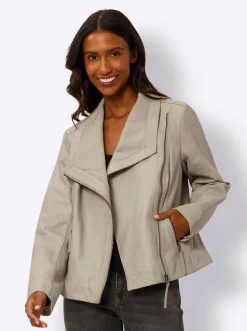 Ledershop|Jacken|heine Lederjacke in taillierter Schnittform sand