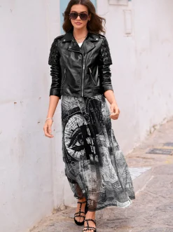 Ledershop|heine Lederjacke mit Flecht-Einsatz schwarz