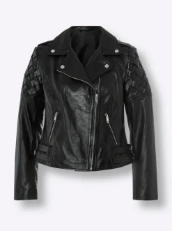 Ledershop|heine Lederjacke mit Flecht-Einsatz schwarz