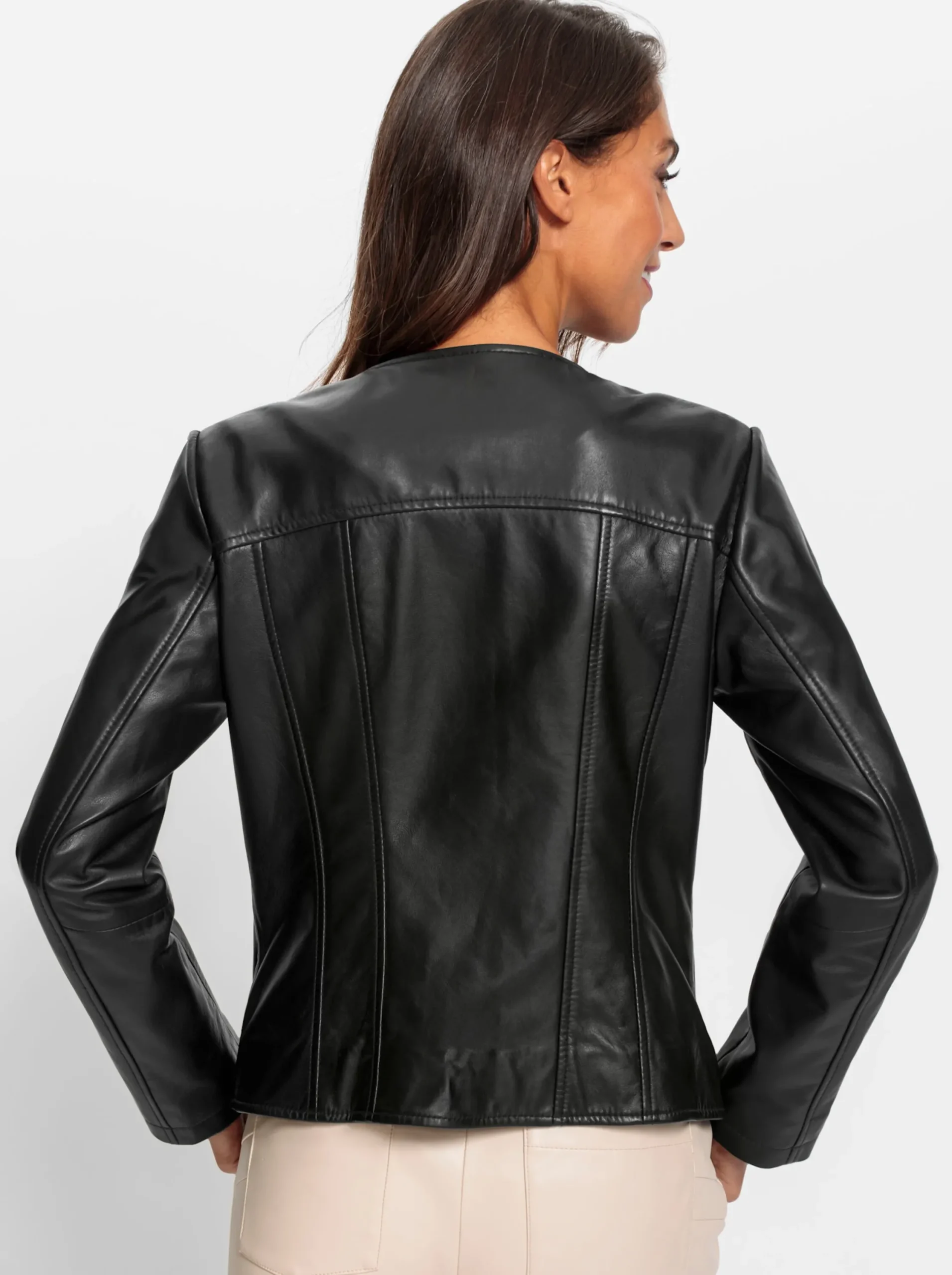 Ledershop|heine Lederjacke mit Schmuckknöpfen schwarz