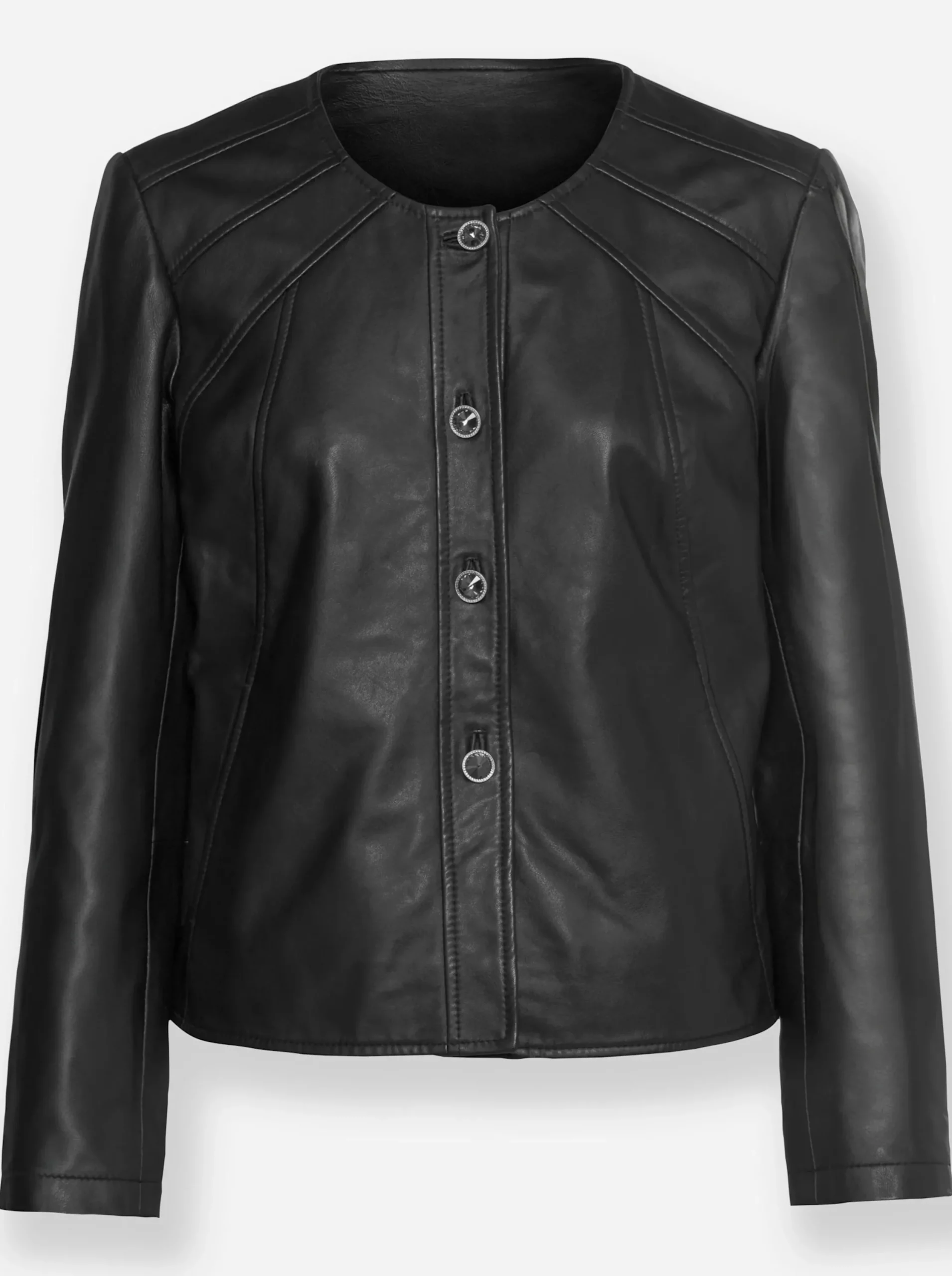 Ledershop|heine Lederjacke mit Schmuckknöpfen schwarz