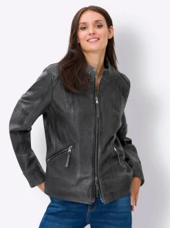 Ledershop|Jacken|heine Lederjacke mit 2-Wege-Reißverschluss marine