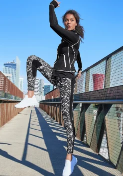 Hosen|LASCANA ACTIVE Leggings schwarz-marmoriert-weiß