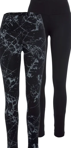 Hosen|H.I.S Leggings schwarz-bedruckt,schwarz-uni