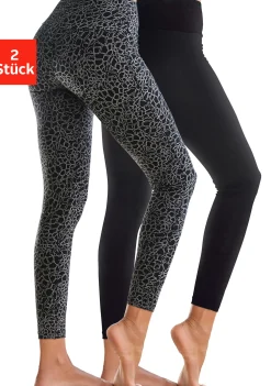 Hosen|H.I.S Leggings schwarz-bedruckt,schwarz-uni