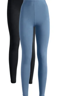 Hosen|wäschepur Leggings lang schwarz+jeansblau