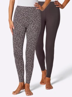 Homewear|Homewear| Leggings mit Dehnbund taupe