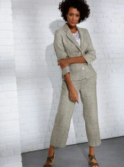 Blazer|CREATION L PREMIUM Leinenblazer khaki-weiß-meliert