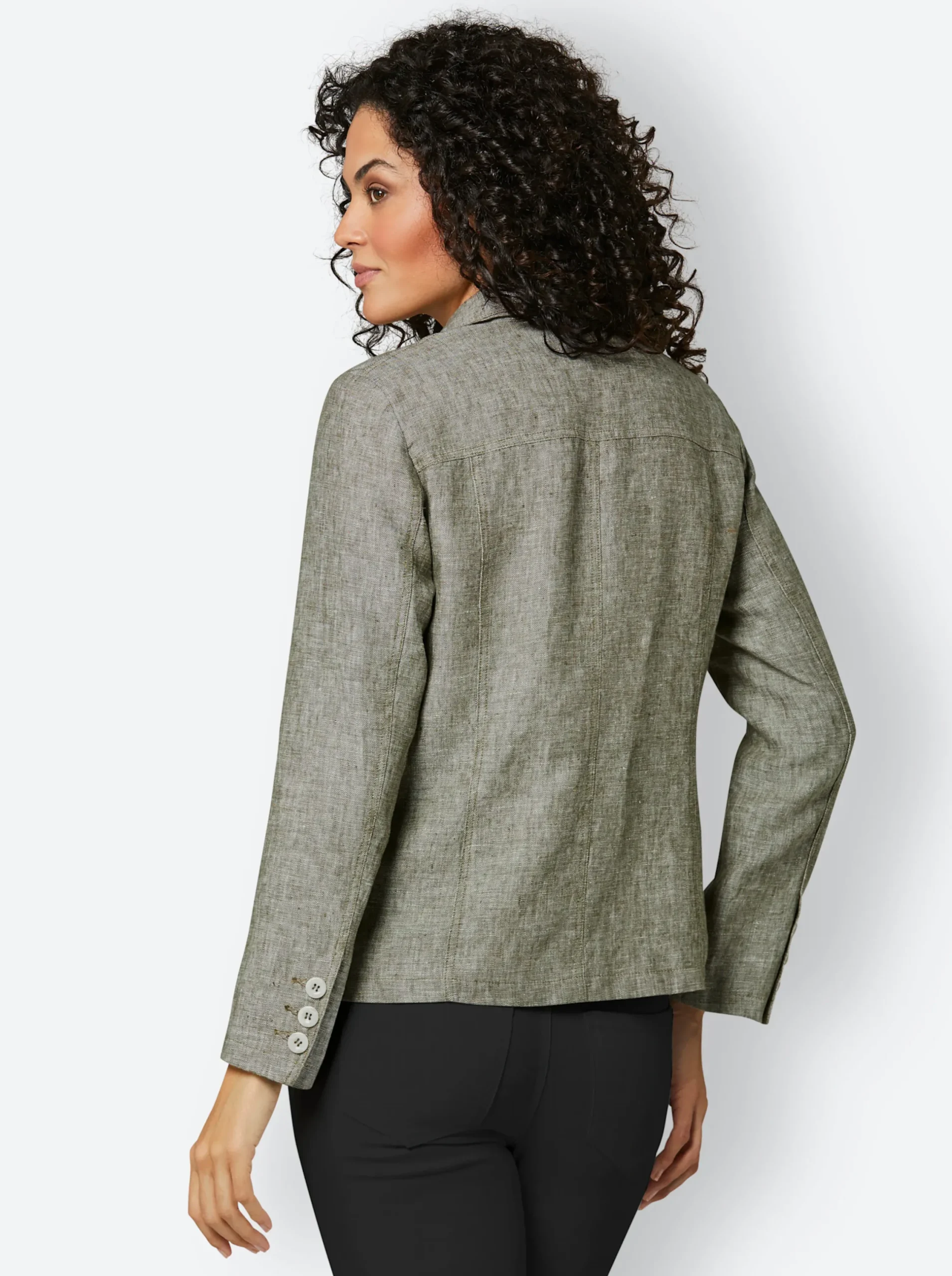 Blazer|CREATION L PREMIUM Leinenblazer khaki-weiß-meliert