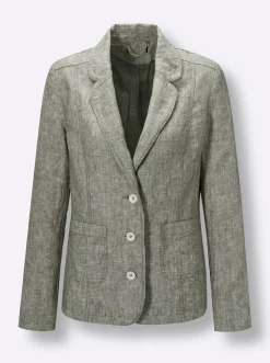 Blazer|CREATION L PREMIUM Leinenblazer khaki-weiß-meliert