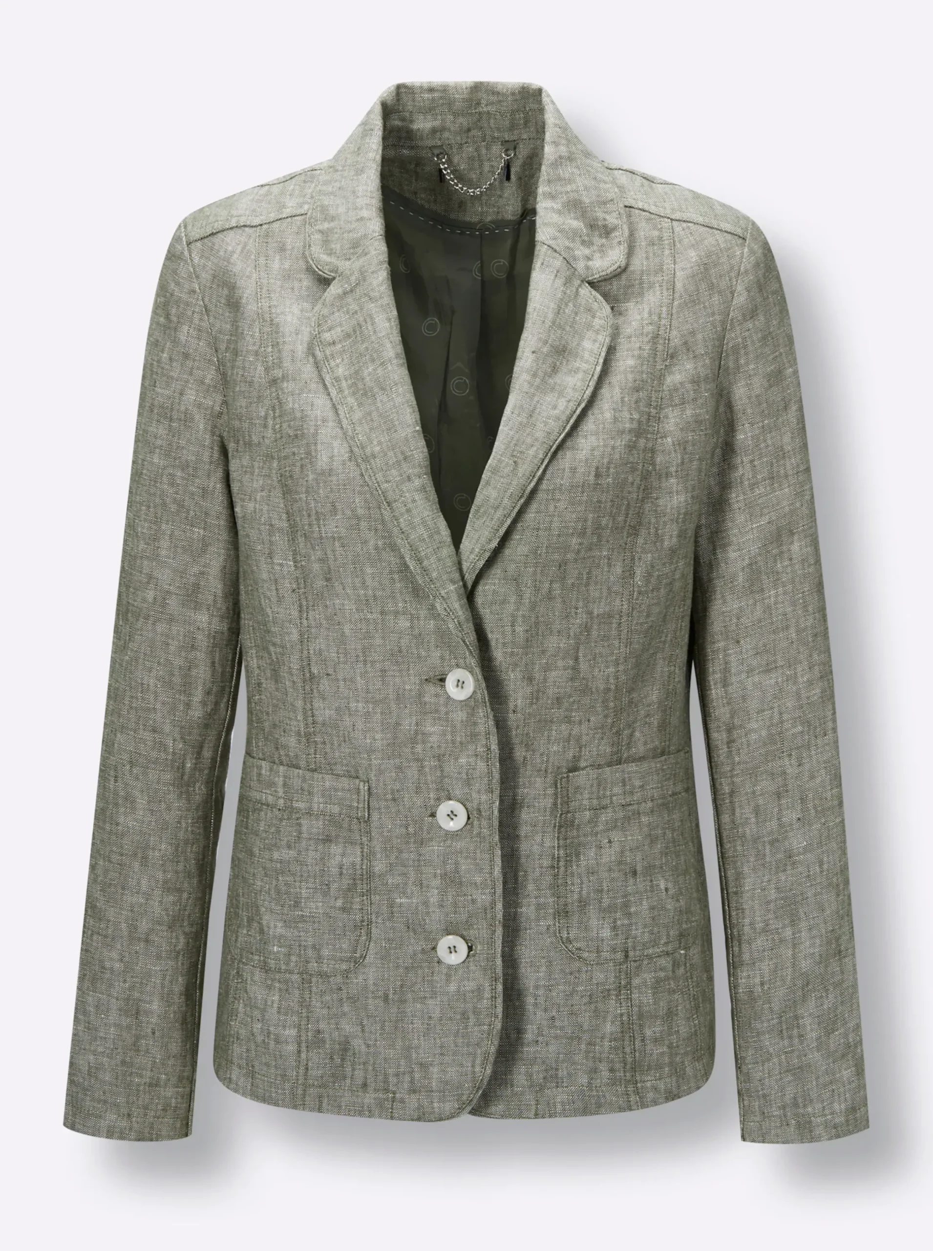 Blazer|CREATION L PREMIUM Leinenblazer khaki-weiß-meliert