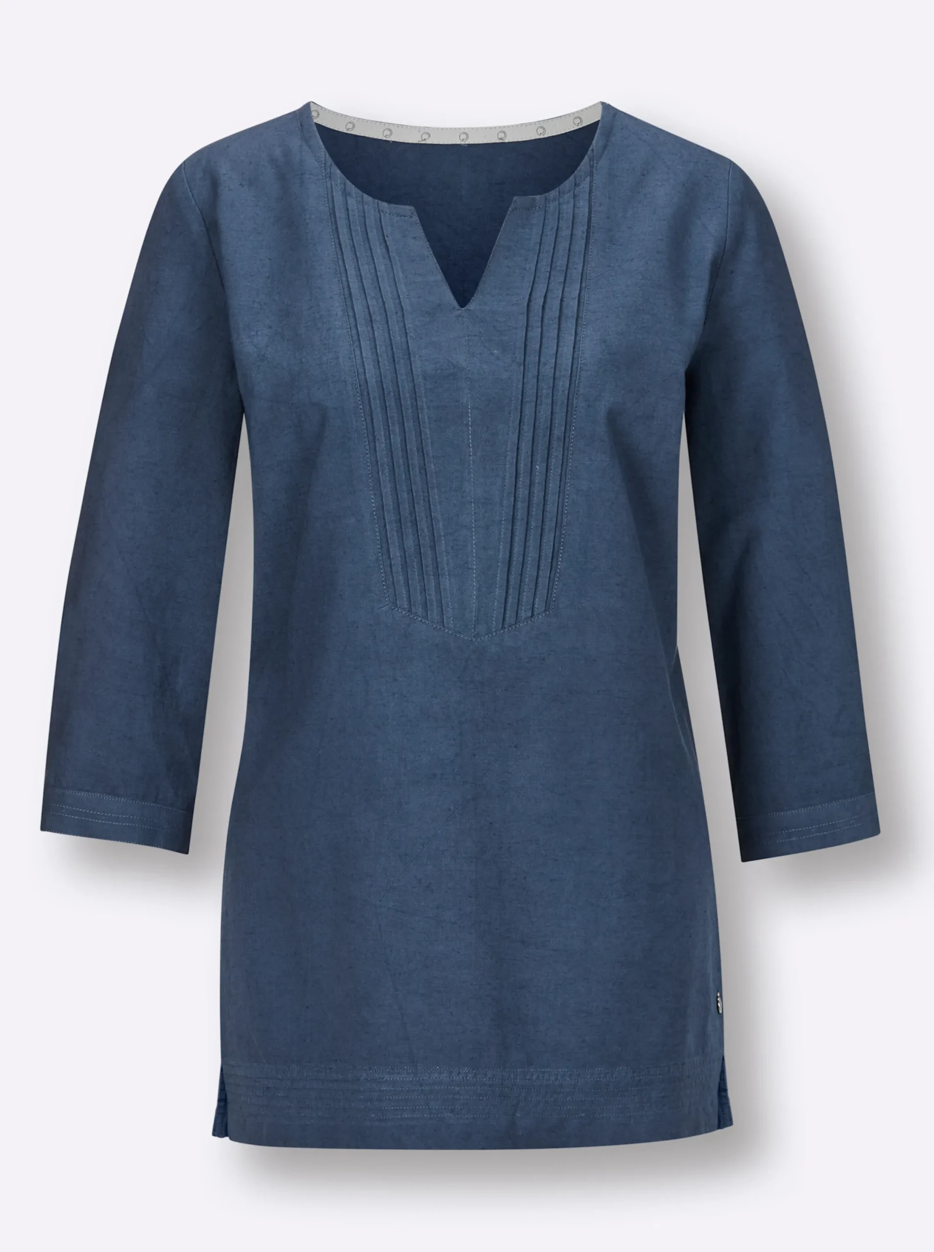 Blusen|CREATION L PREMIUM Leinenbluse im Tunika-Stil jeansblau