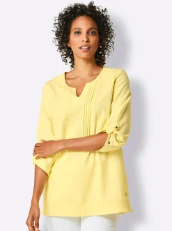 Blusen|CREATION L PREMIUM Leinenbluse im Tunika-Stil zitrone