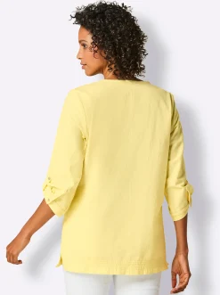 Blusen|CREATION L PREMIUM Leinenbluse im Tunika-Stil zitrone