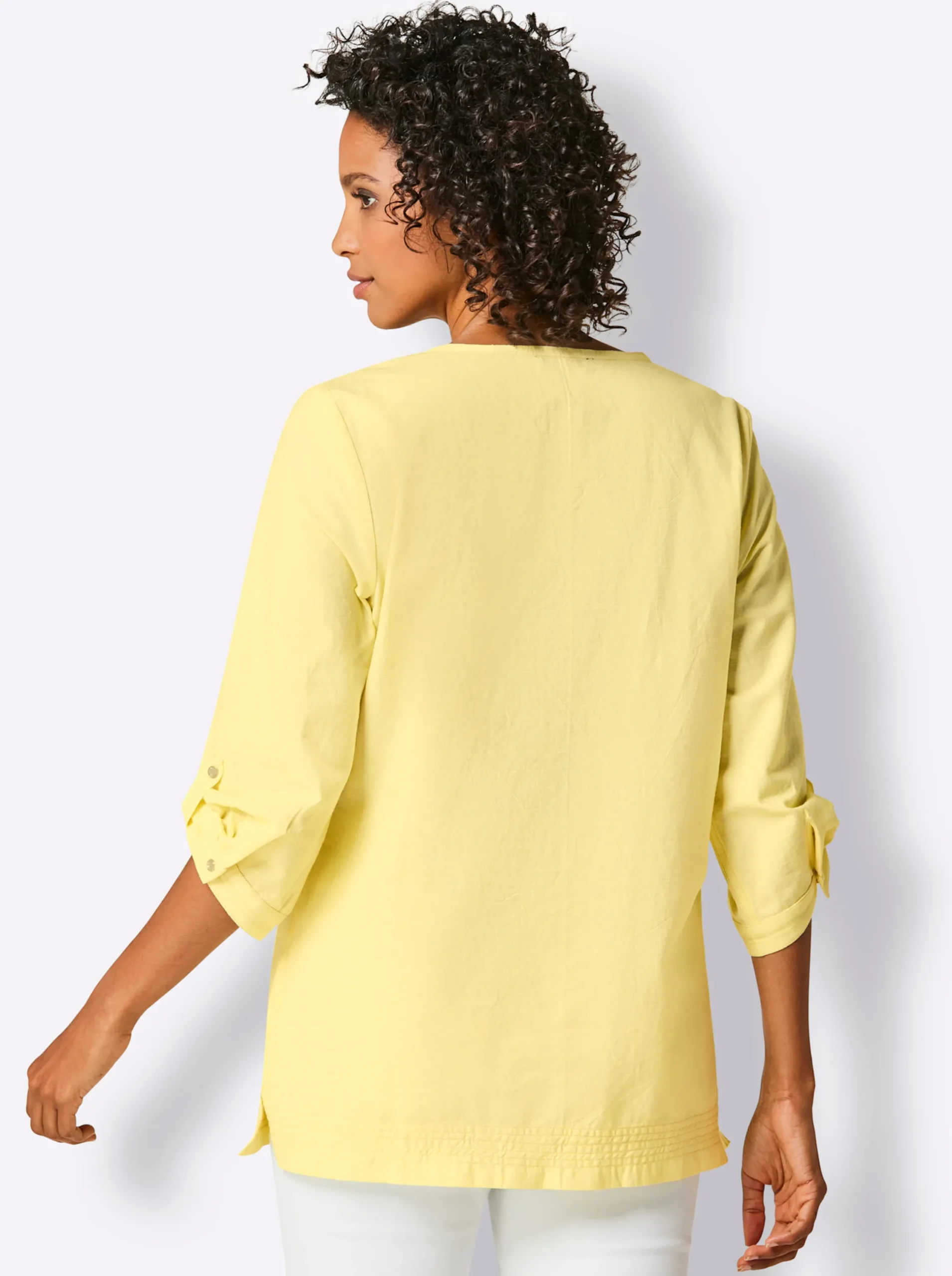 Blusen|CREATION L PREMIUM Leinenbluse im Tunika-Stil zitrone