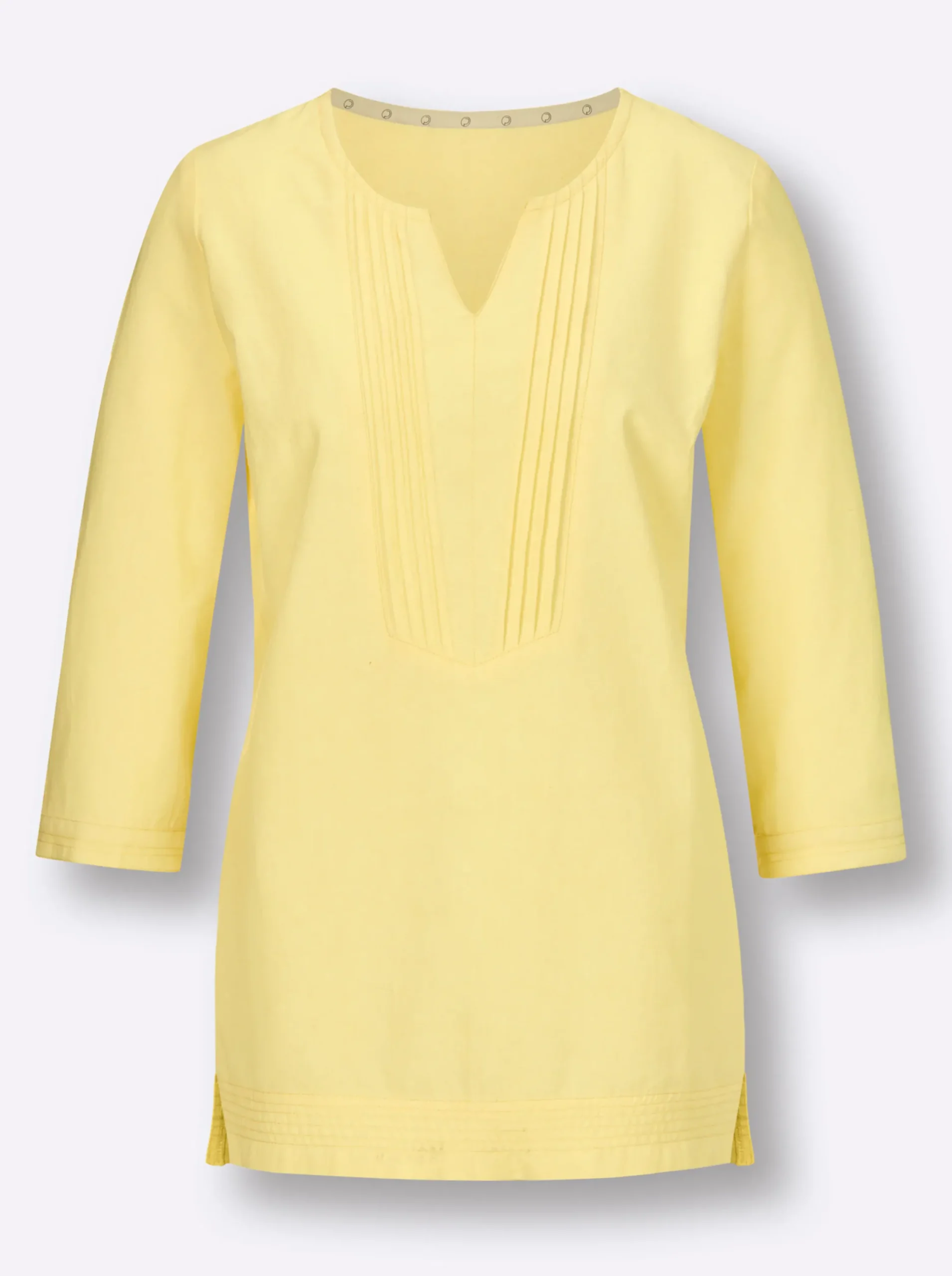 Blusen|CREATION L PREMIUM Leinenbluse im Tunika-Stil zitrone