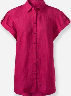 Blusen|heine Leinenbluse mit Seitenschlitzen pink