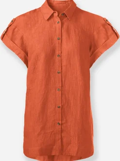 Blusen|heine Leinenbluse mit Seitenschlitzen orange