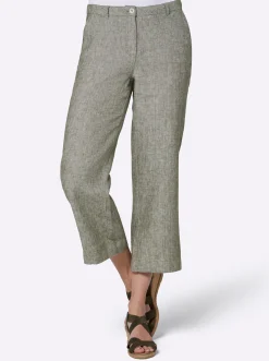 Hosen|CREATION L PREMIUM Leinenhose khaki-weiß-meliert