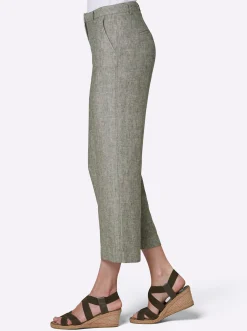 Hosen|CREATION L PREMIUM Leinenhose khaki-weiß-meliert