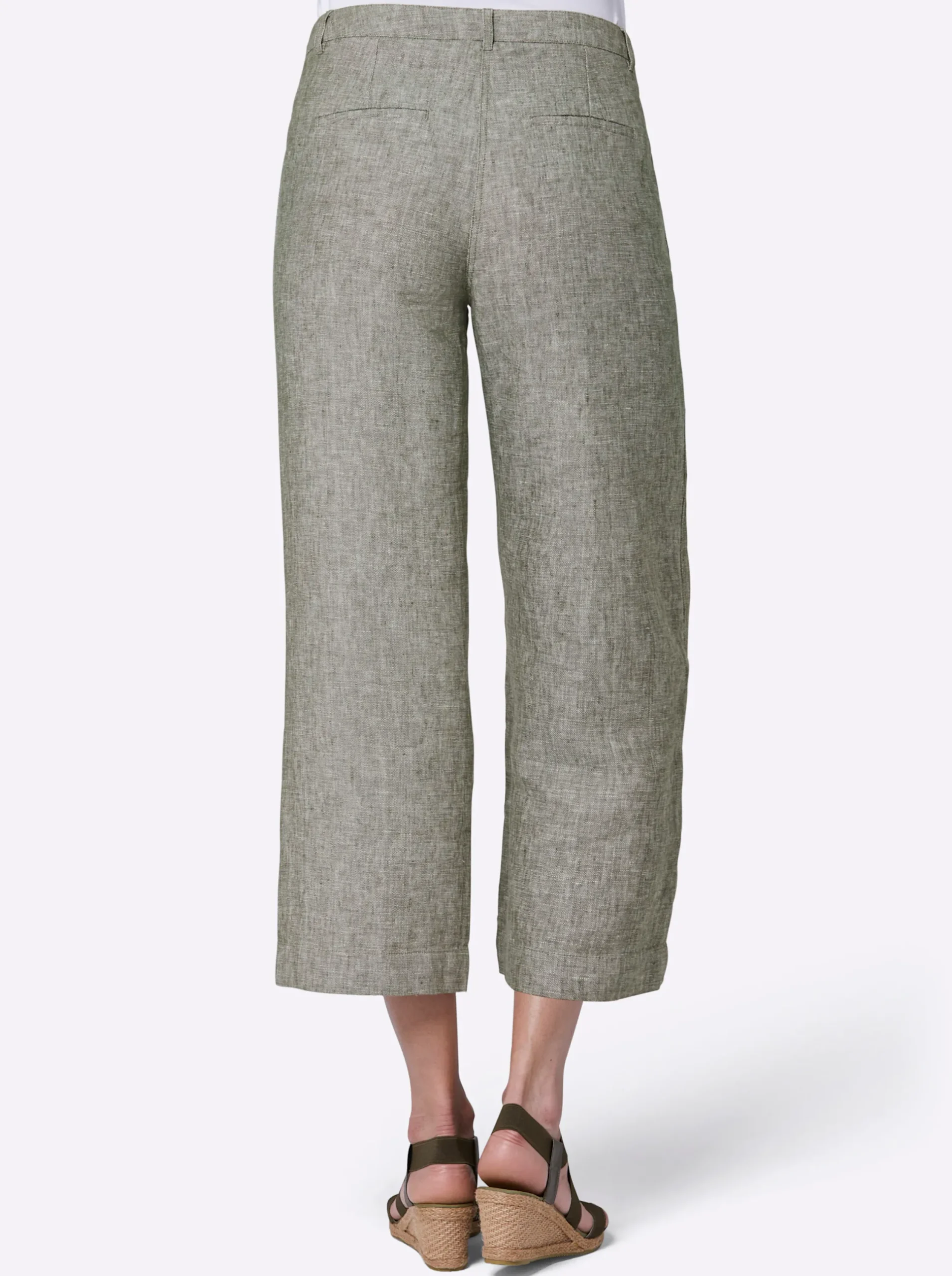 Hosen|CREATION L PREMIUM Leinenhose khaki-weiß-meliert