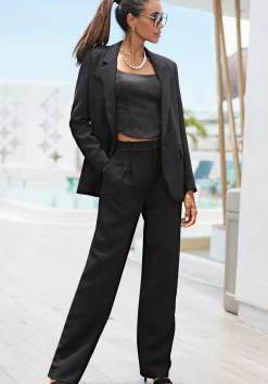 Blazer|LASCANA Longblazer schwarz