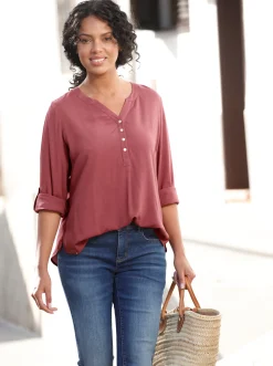 Blusen| Longbluse rotbraun