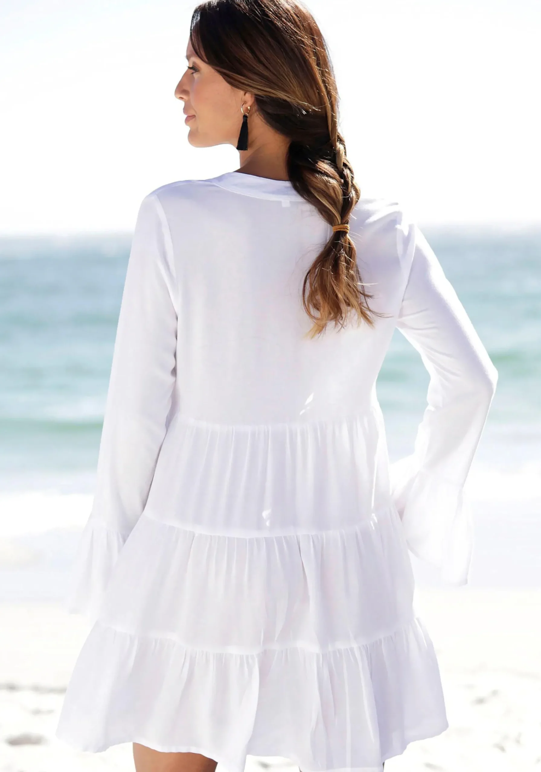 Strandmode|Blusen|LASCANA Longbluse offwhite
