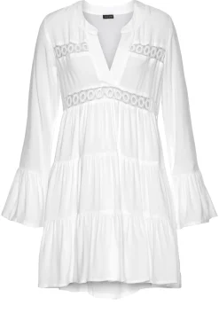 Strandmode|Blusen|LASCANA Longbluse offwhite