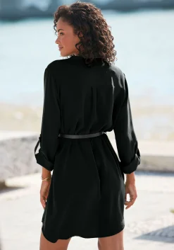 Blusen|LASCANA Longbluse schwarz