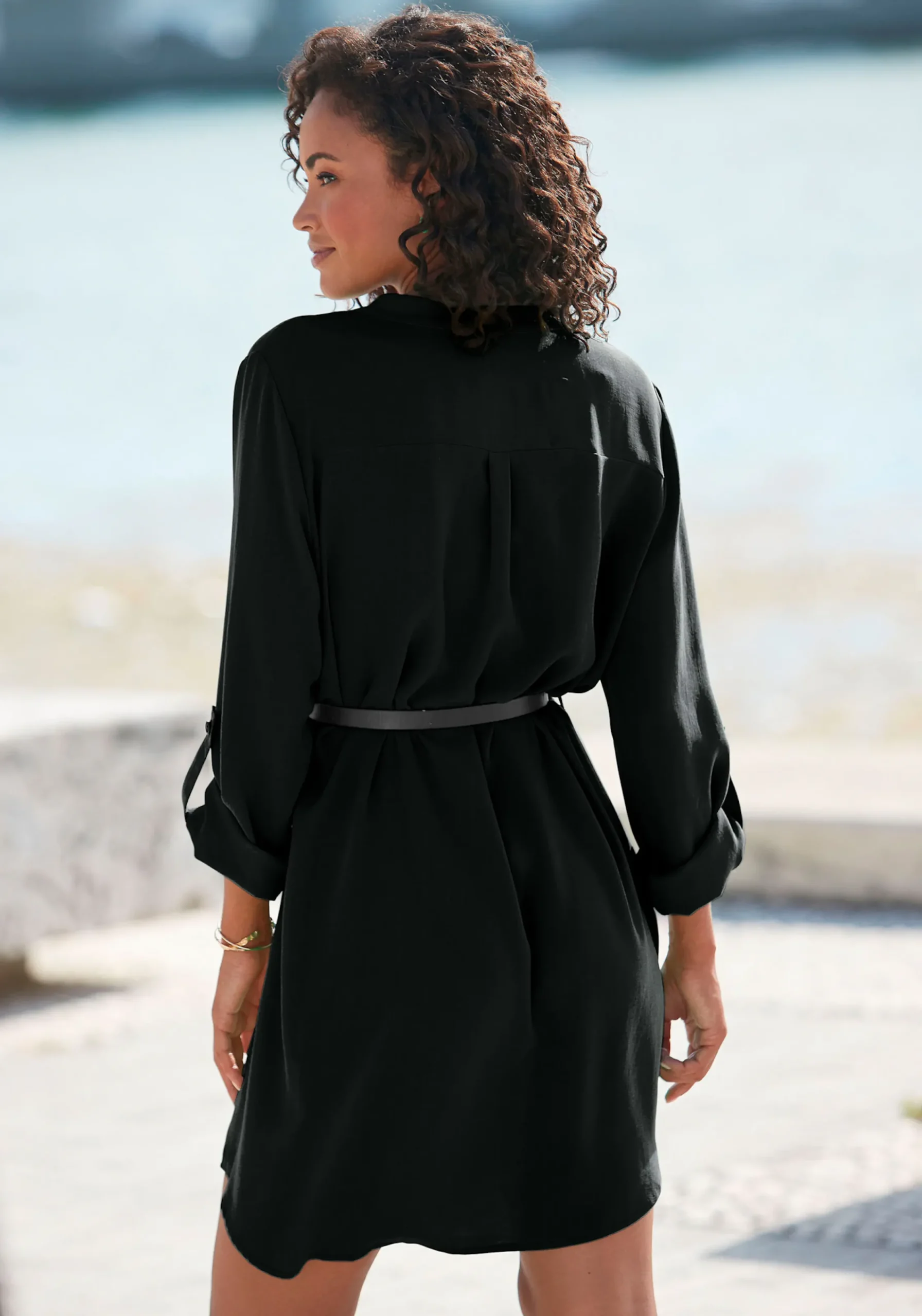 Blusen|LASCANA Longbluse schwarz