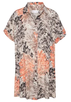 Blusen|LASCANA Longbluse apricot-taupebedruckt