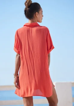 Blusen|LASCANA Longbluse korallrot