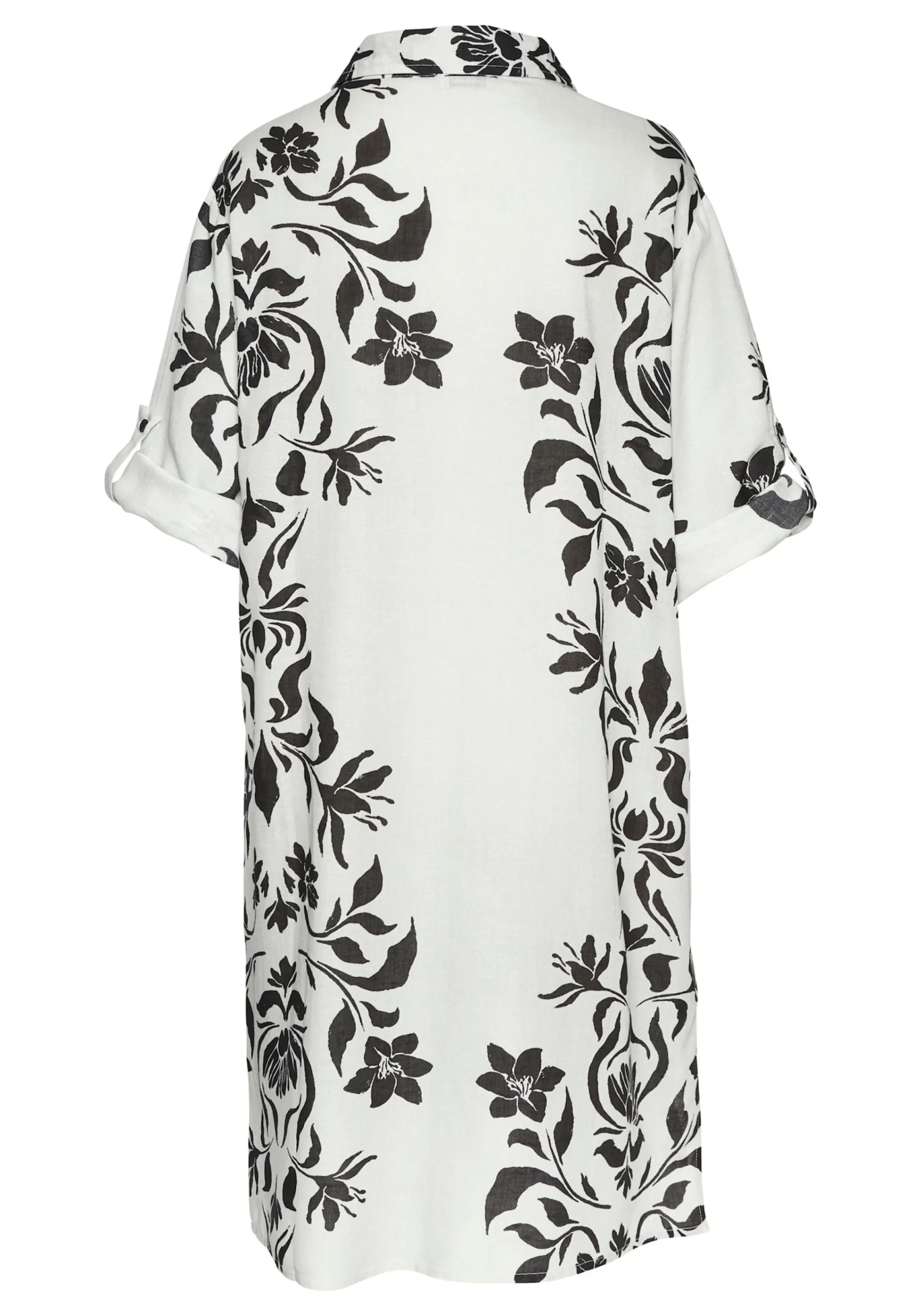 Strandmode|Blusen|LASCANA Longbluse beige-schwarzbedruckt