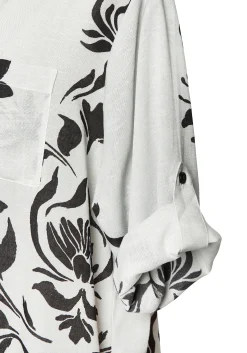 Strandmode|Blusen|LASCANA Longbluse beige-schwarzbedruckt