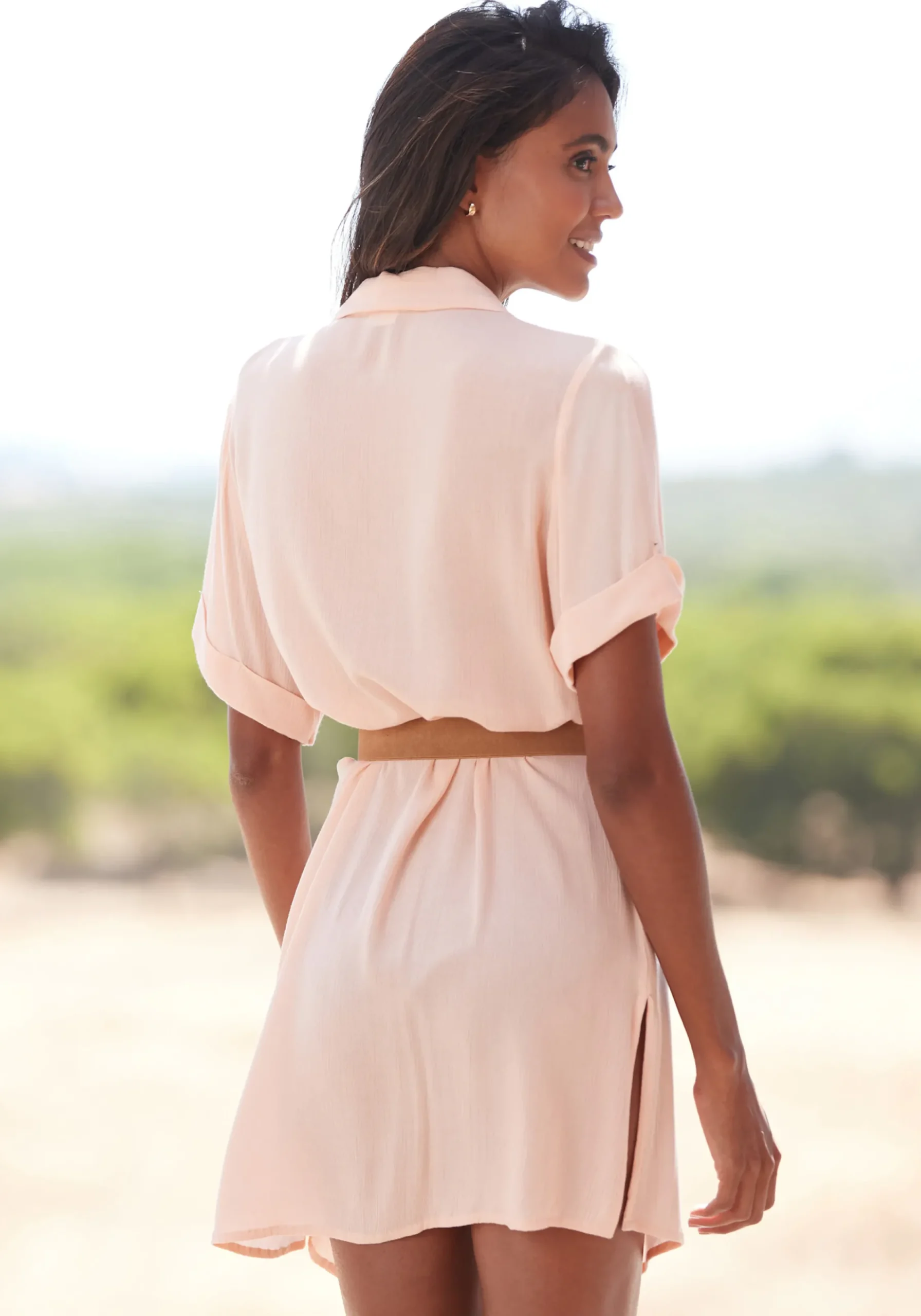 Strandmode|Blusen|LASCANA Longbluse peach