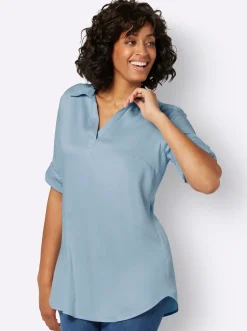 Blusen| Longbluse im Tunika-Stil, aus Viskose hellblau