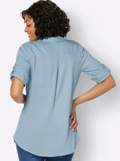Blusen| Longbluse im Tunika-Stil, aus Viskose hellblau