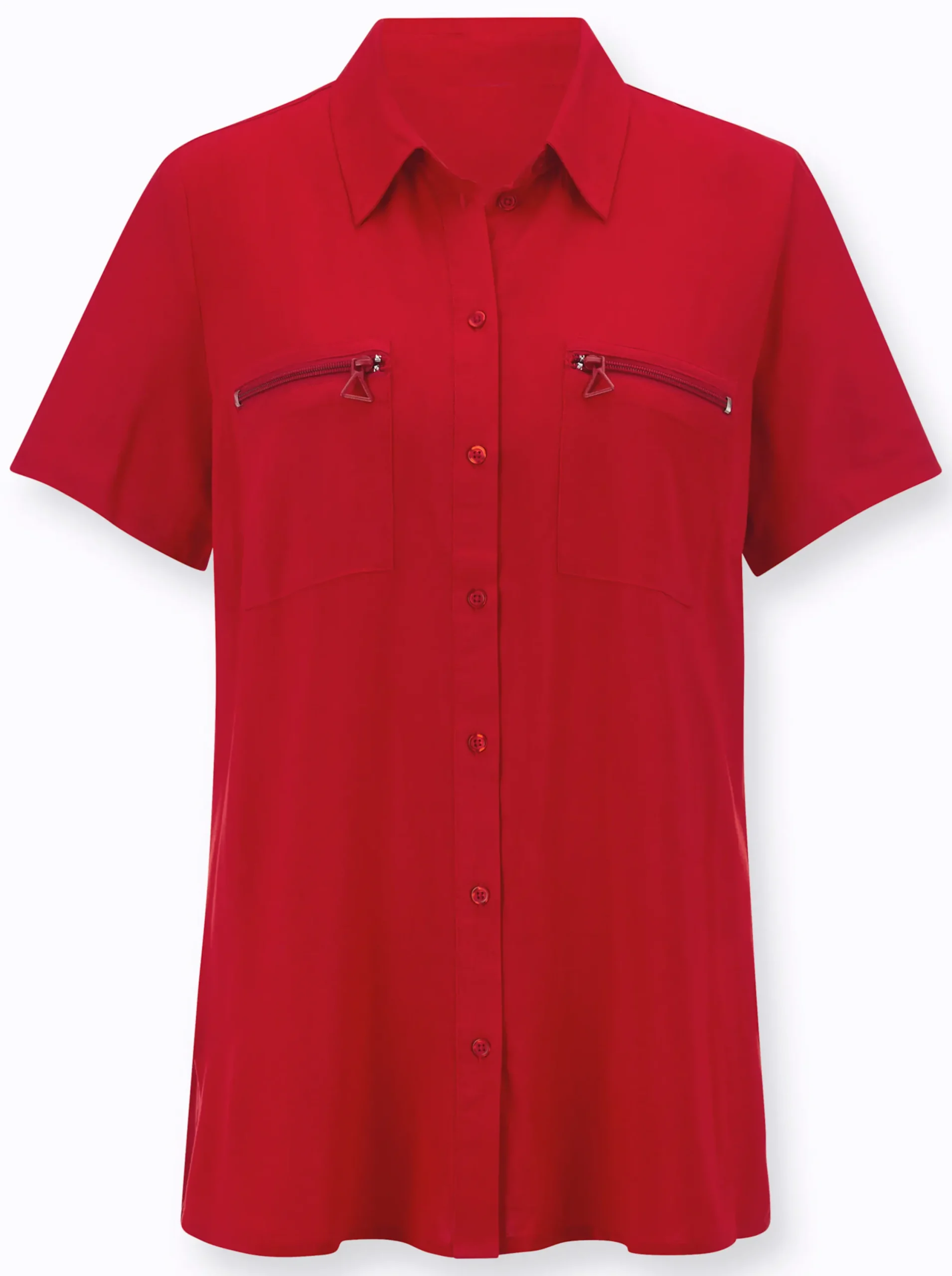 Blusen| Longbluse mit langen Seitenschlitzen rot
