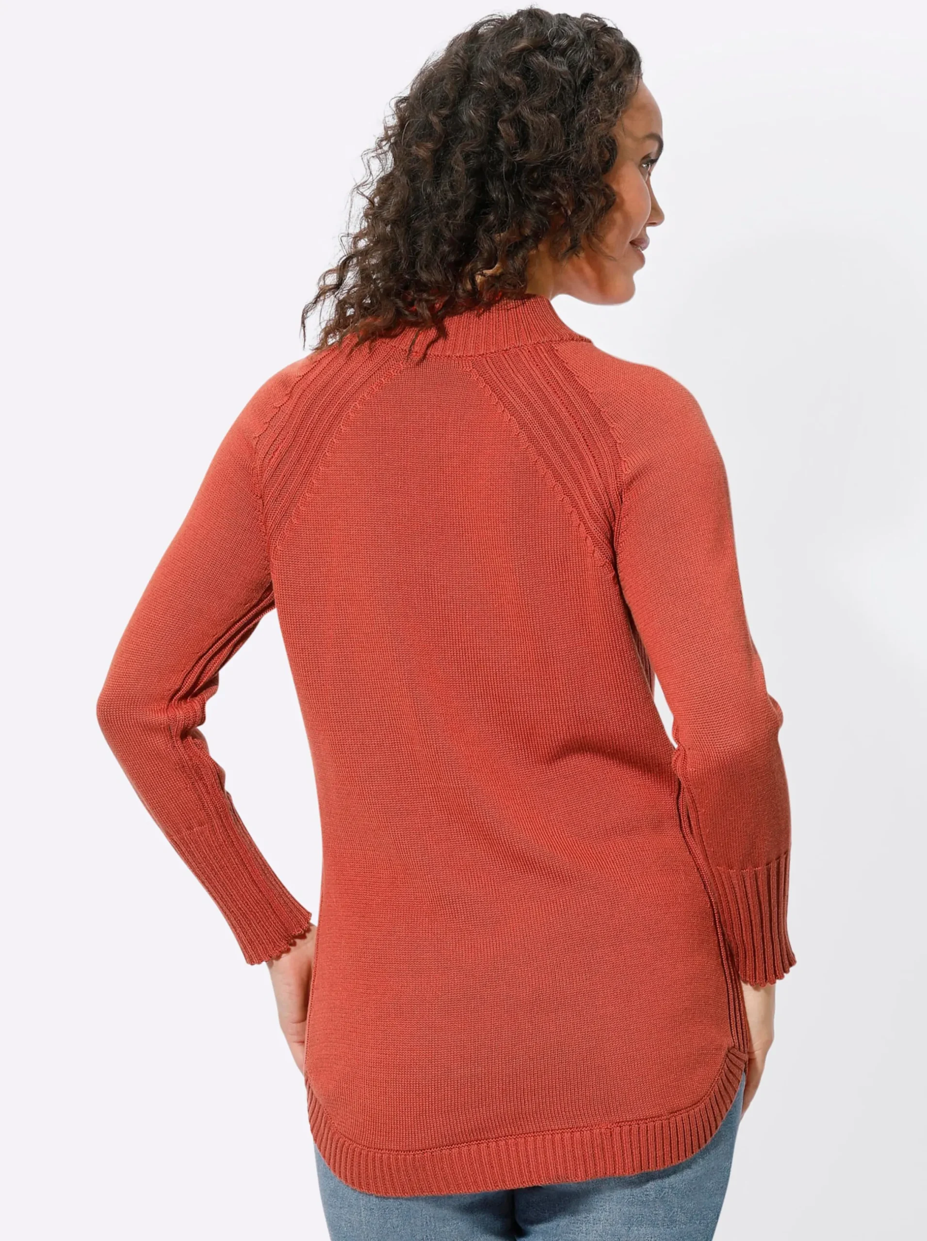 Pullover| Longpullover mit abgerundetem Saum terra