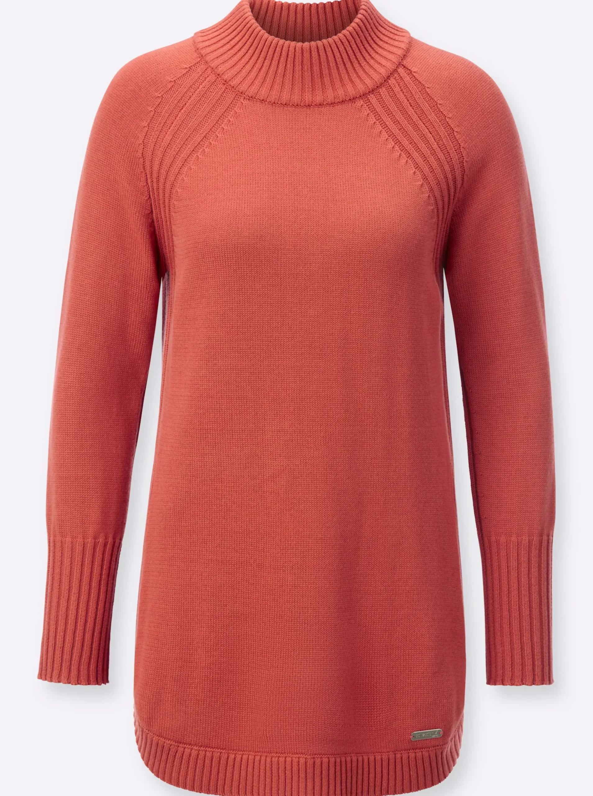 Pullover| Longpullover mit abgerundetem Saum terra
