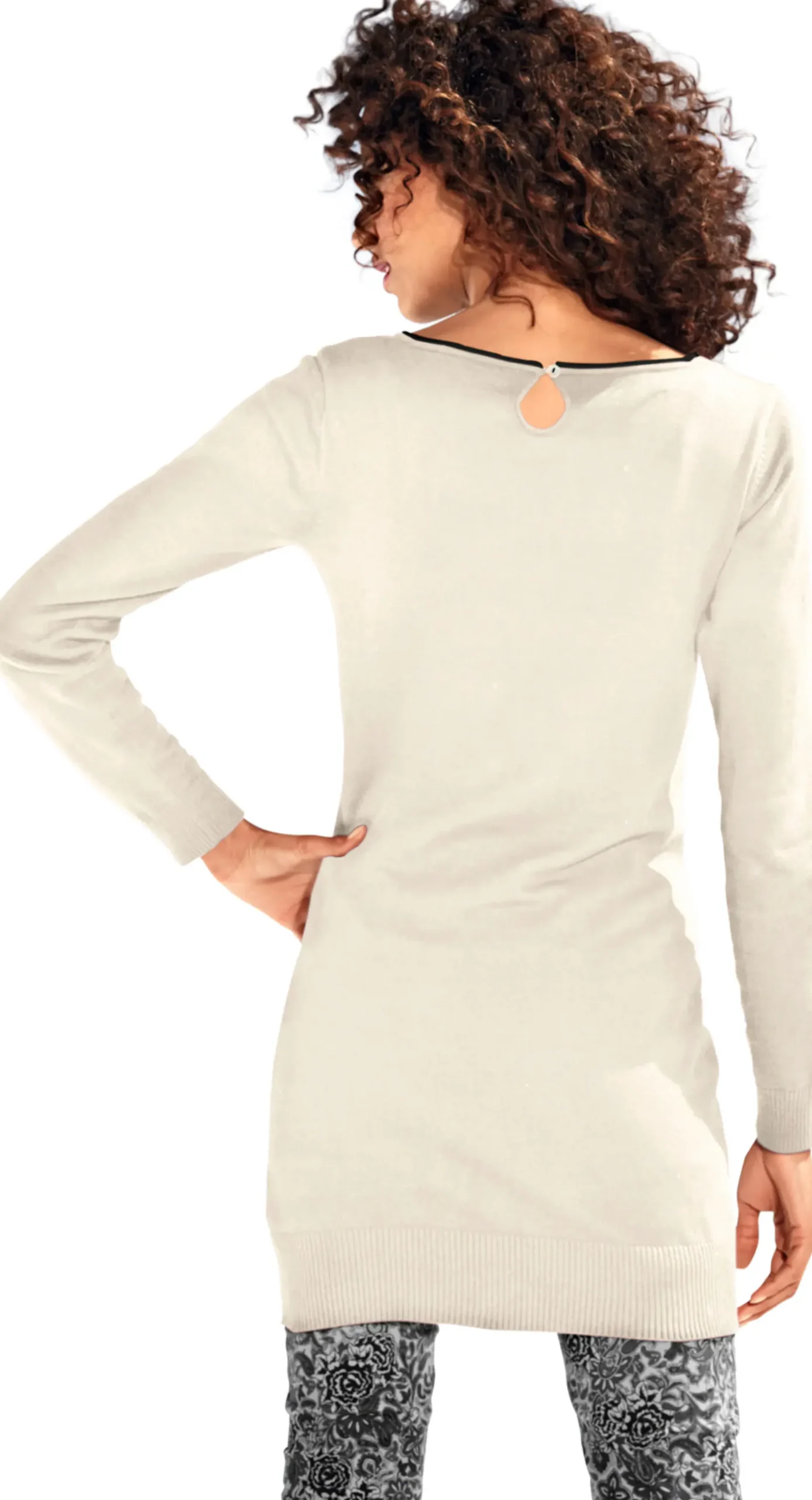 Pullover|heine Longpullover mit Cut-Outs hinten ecru