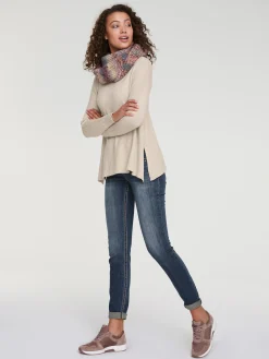 Basics|heine Longpullover mit großzügigem Rundhals-Ausschnitt sand