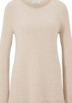 Basics|heine Longpullover mit großzügigem Rundhals-Ausschnitt sand