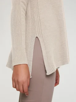 Basics|heine Longpullover mit großzügigem Rundhals-Ausschnitt sand