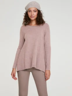 Pullover|heine Longpullover mit großzügigem Rundhals-Ausschnitt rosé
