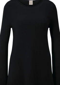 Basics|Pullover|heine Longpullover mit großzügigem Rundhals-Ausschnitt schwarz